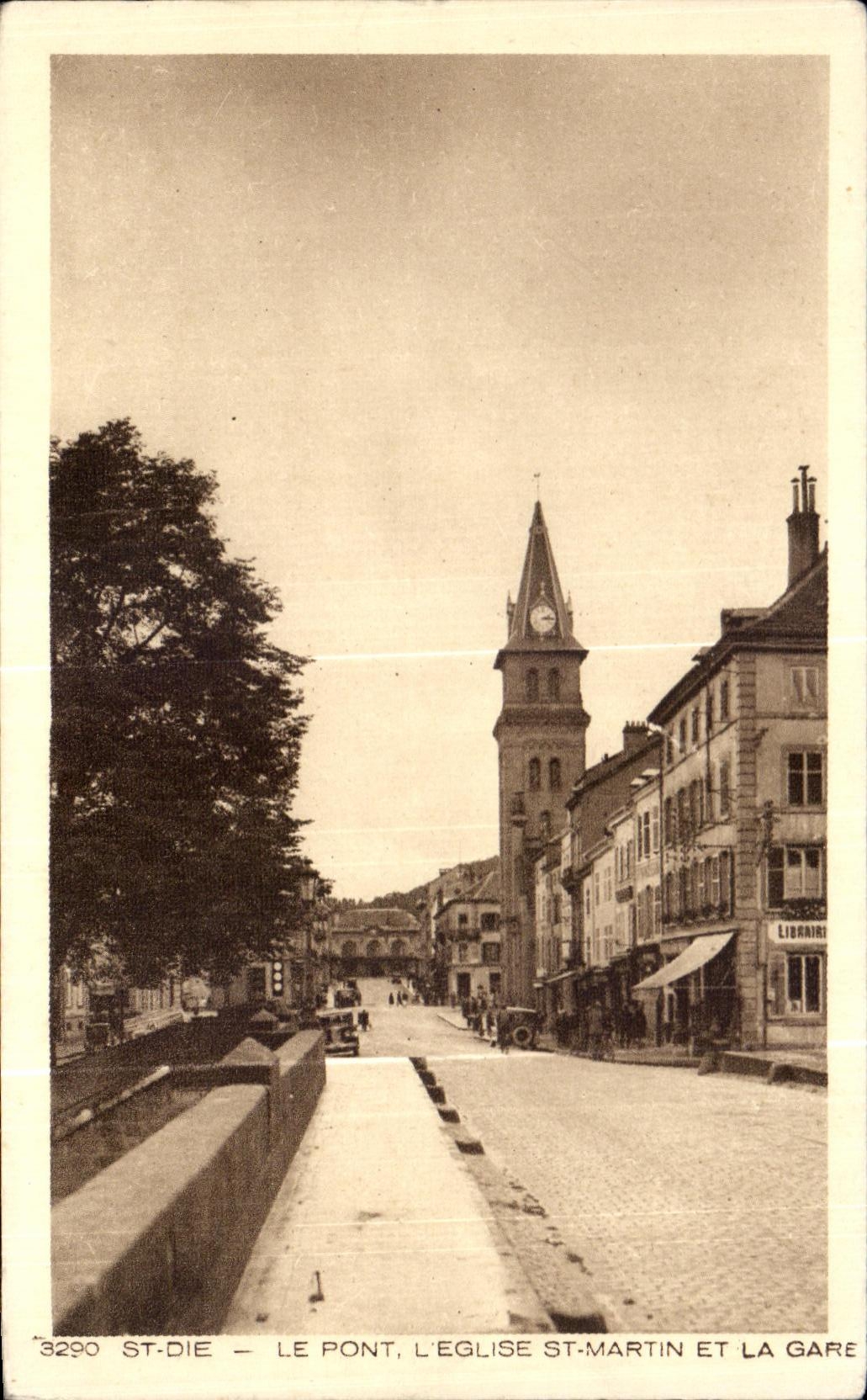 CPA Saint Die Le Pont L Eglise St Martin Et La Gare