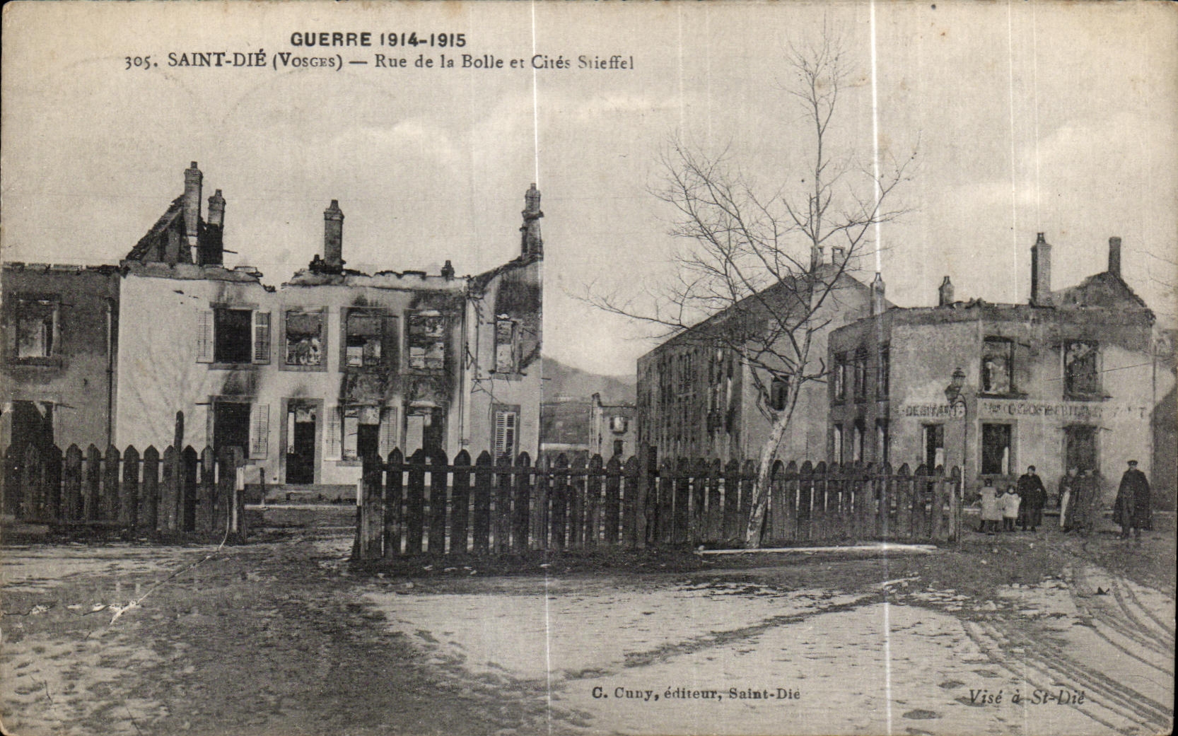 CPA Saint Die Guerre Rue de la Bolle et Cites Stieffel
