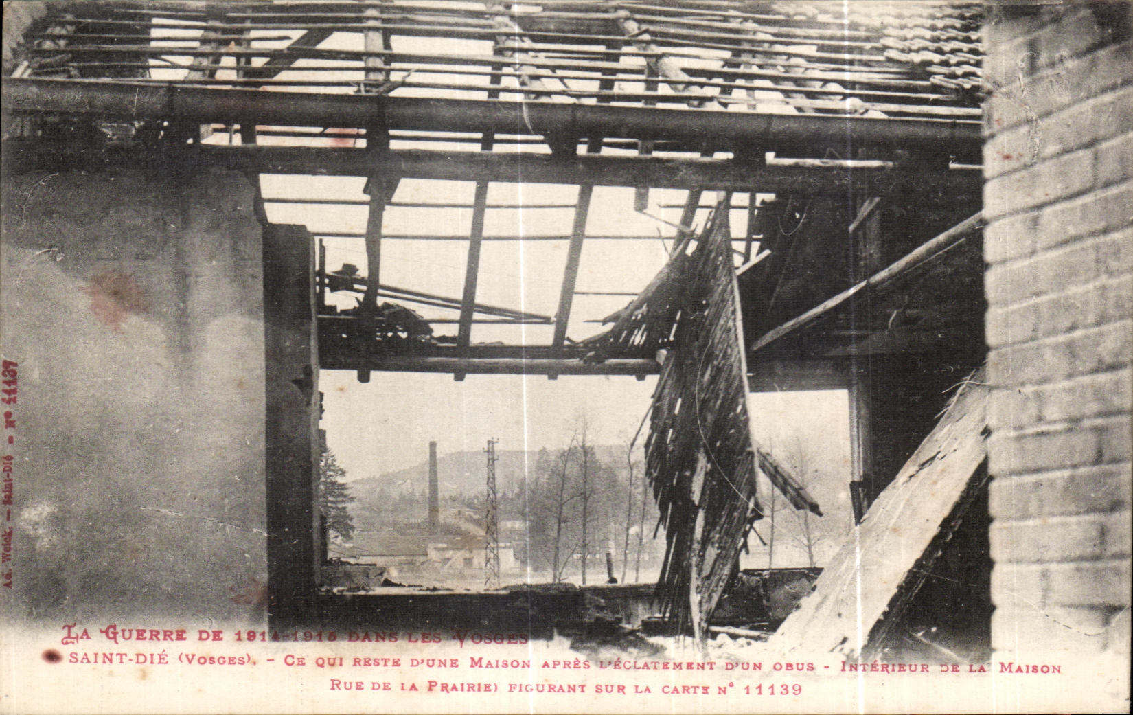 CPA Saint Die War Interior of the house Street of the meadow