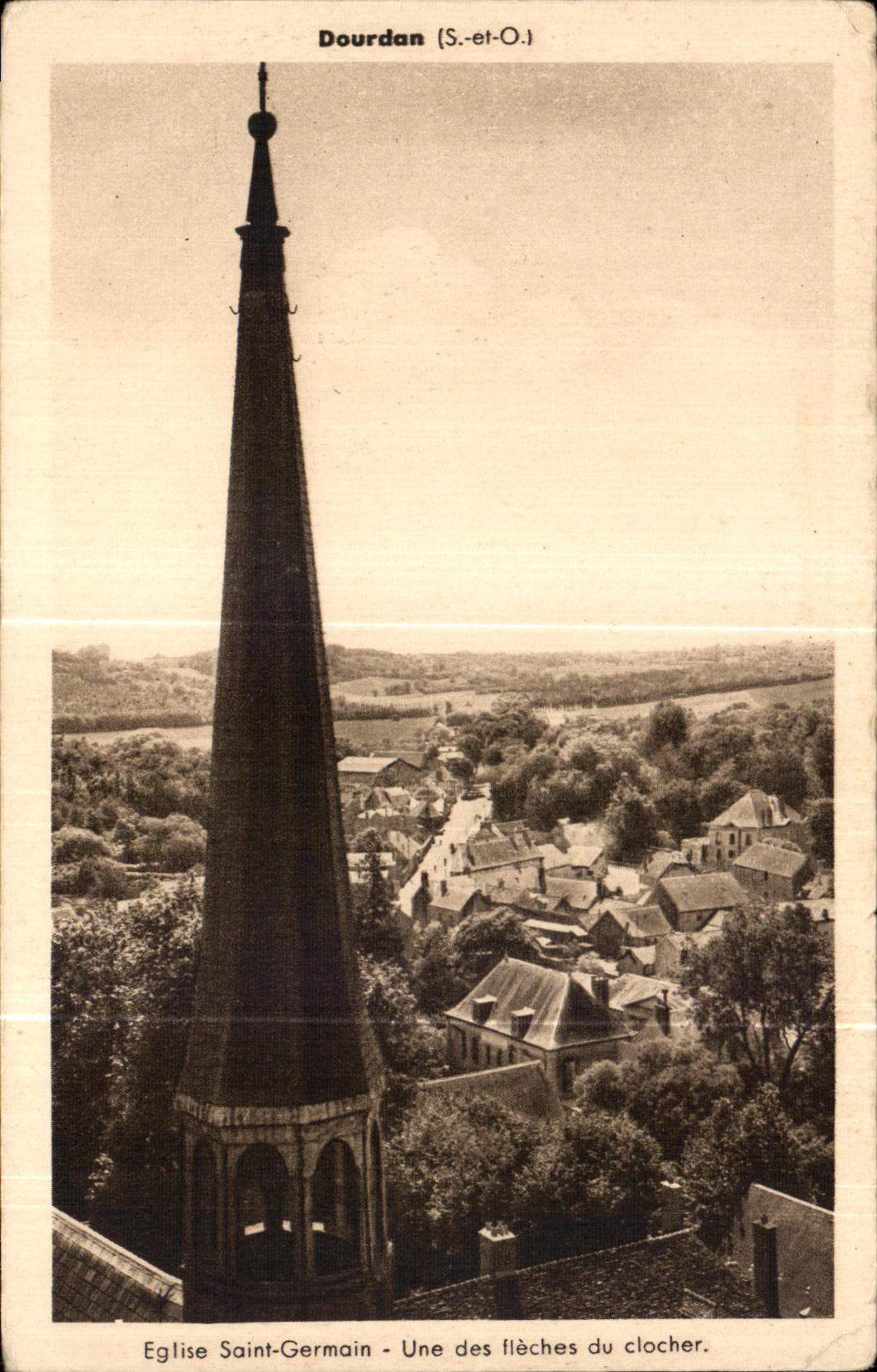 Santo GermAn uno de la iglesia de CPA Dourdan de los lieches de la campana-torre