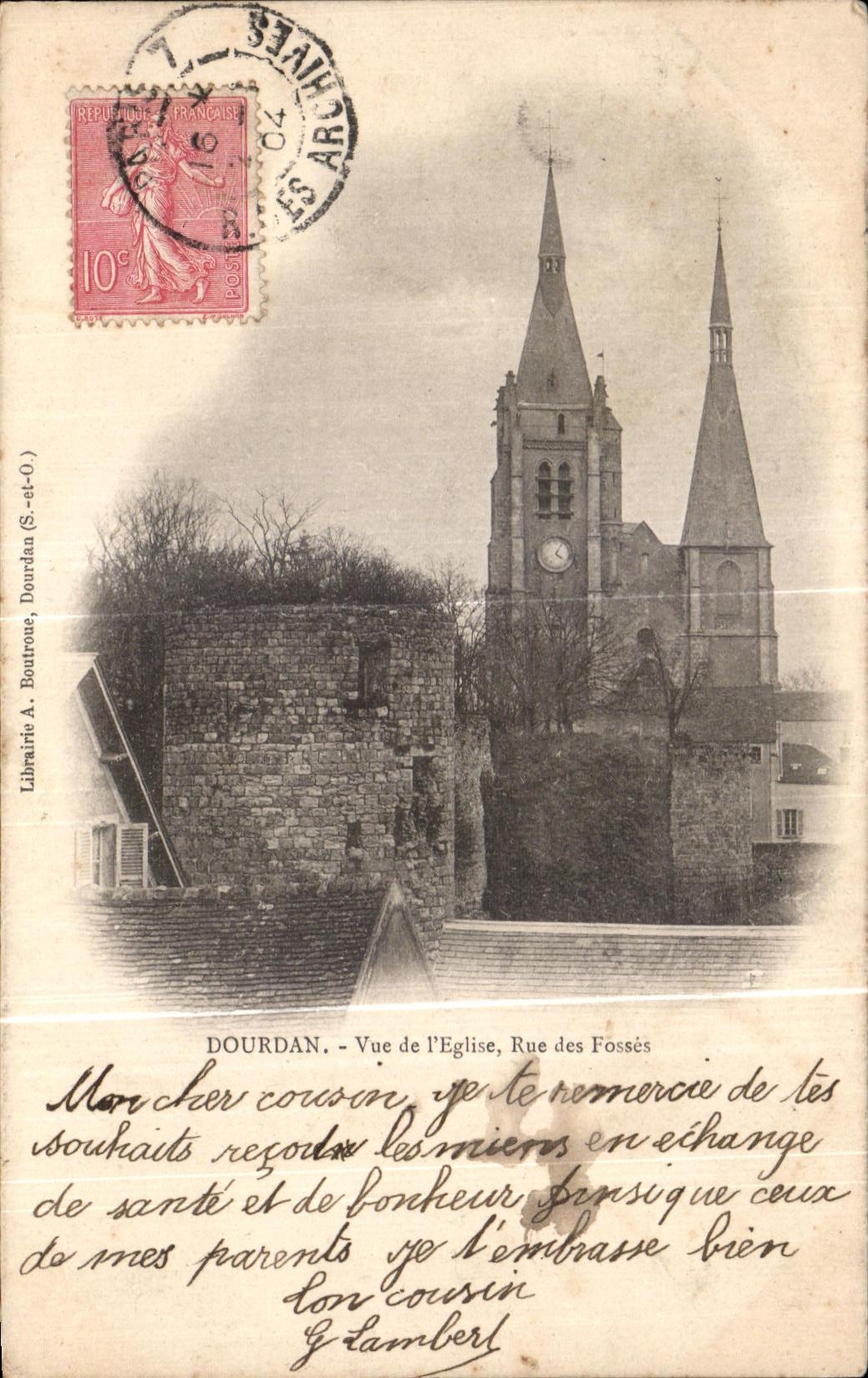CPA Dourdan visto de la calle de la iglesia de I de los hoyos