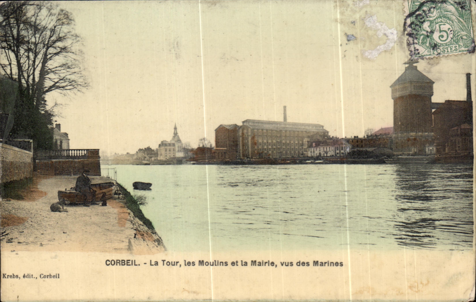 CPA Corbeil the Tower Moulins and the Town hall seen of the Marines