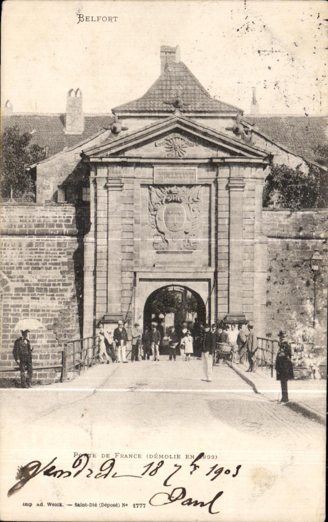 CPA Belfort Gate Of France (Demolished In 1892) Militaria