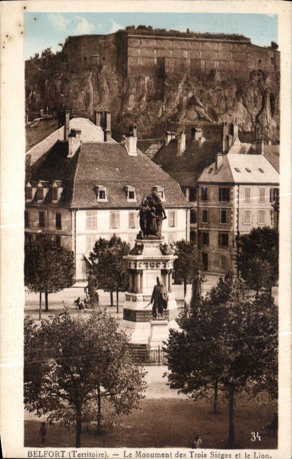CPA Belfort (Territory) the Monument of the Three Seats and the Lion