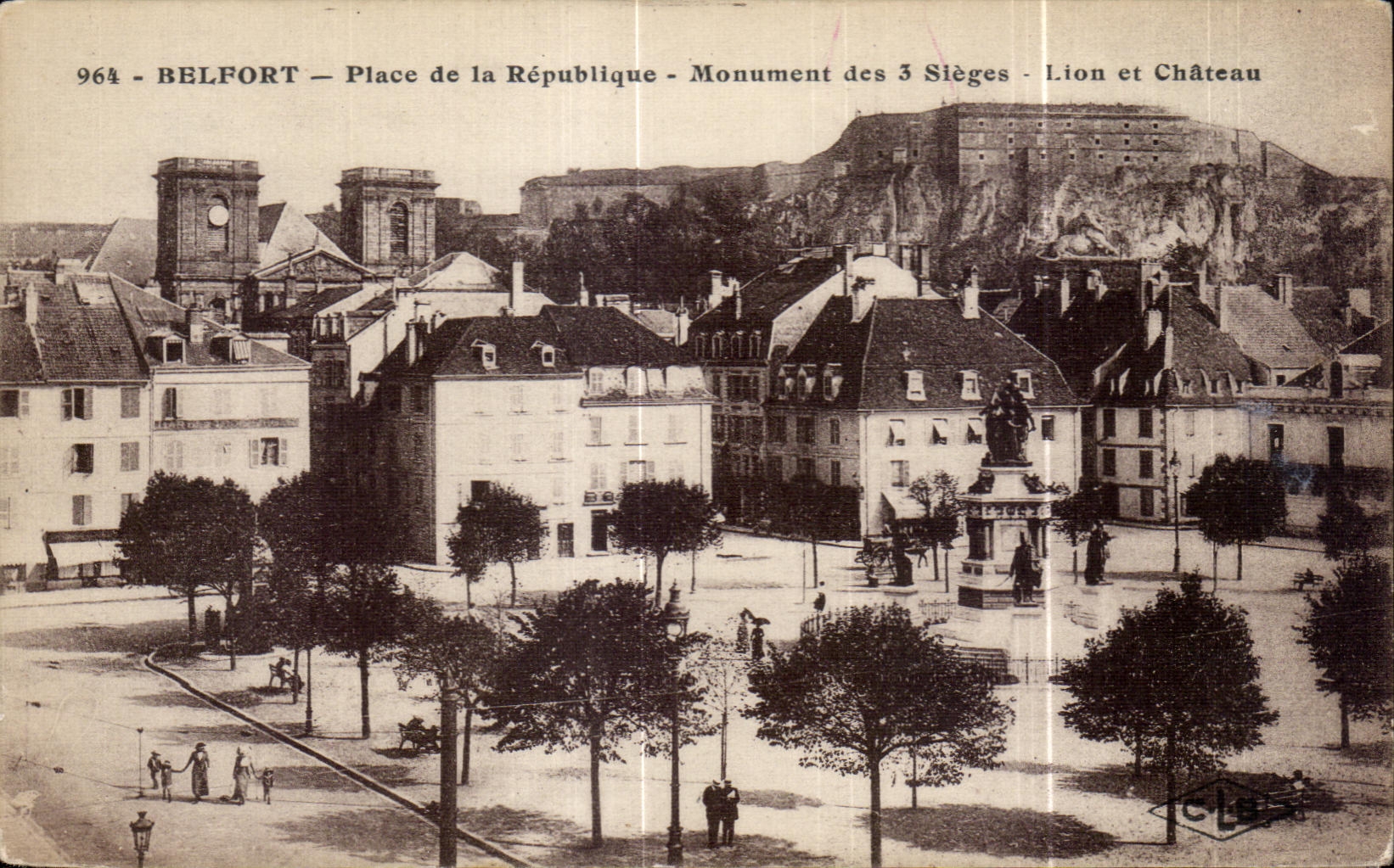 CPA Belfort Places Republic Monument of the 3 Steges Lion and Castle