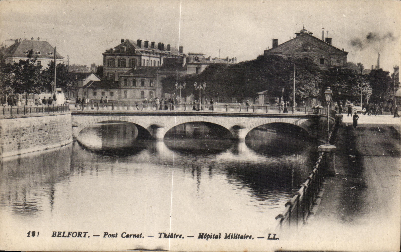 CPA Belfort Bridge Carnot Theater Military hospital
