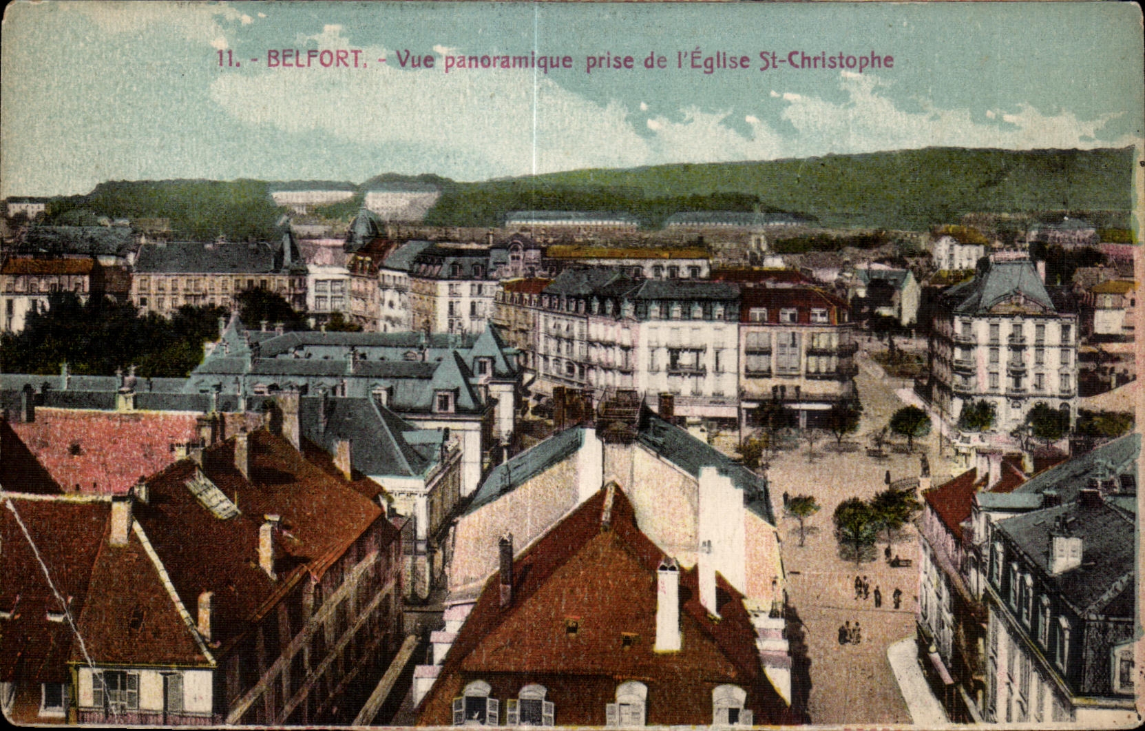CPA Belfort Panoramic View taken of I Church St Christophe