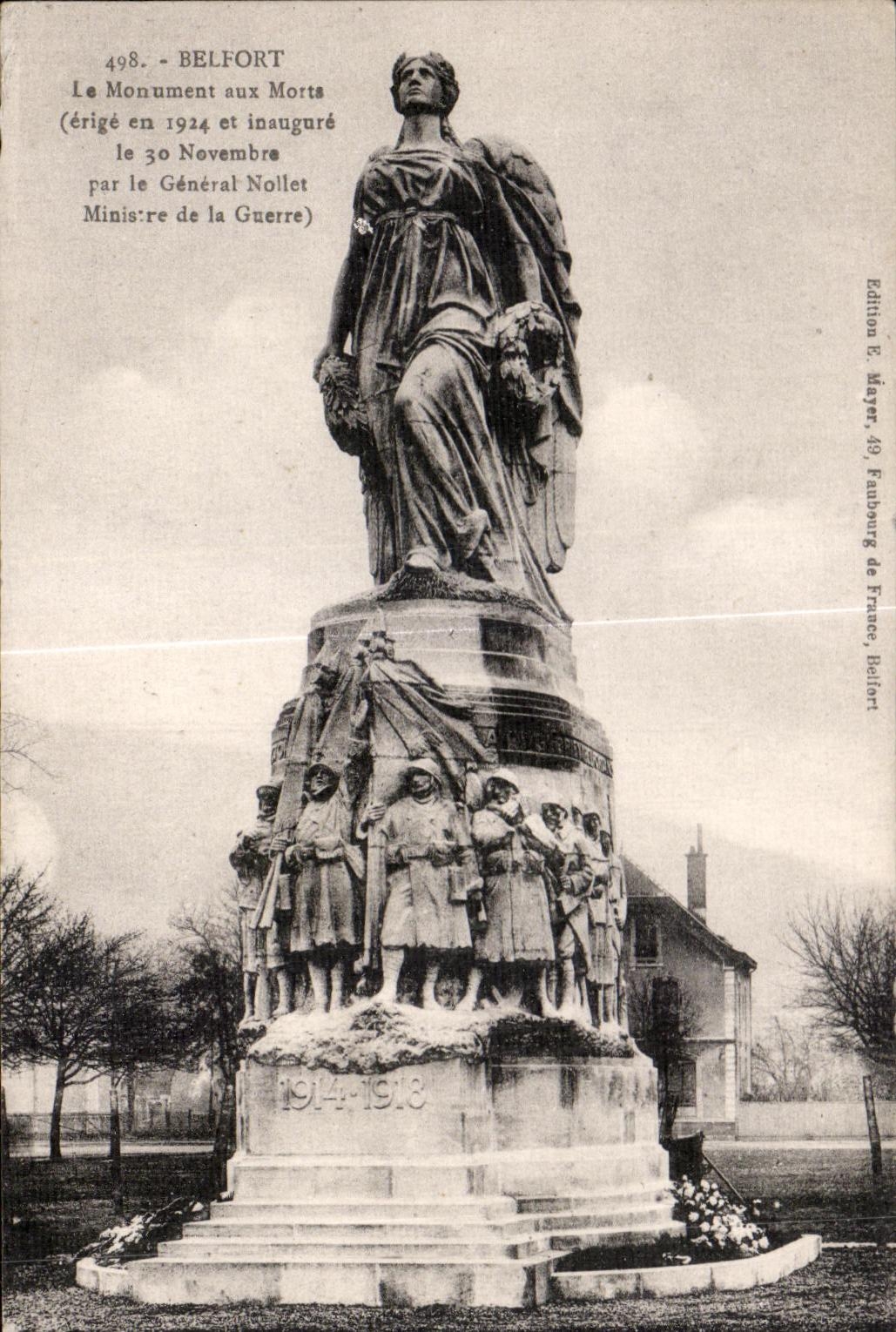 CPA Belfort Le War memorial Militaria