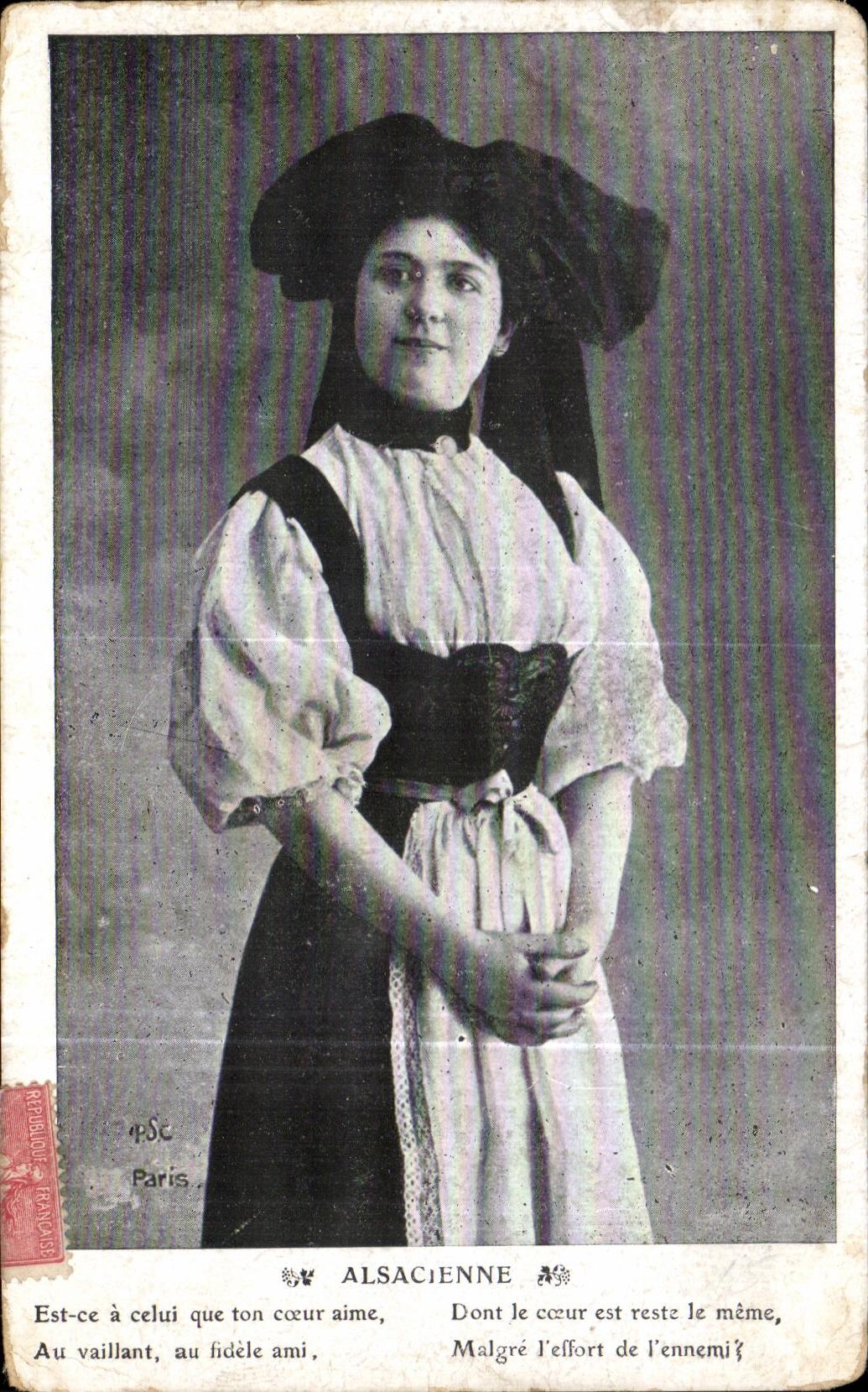 CPA Alsacienne Is it has that which your heart likes With Valiant with the faithful friend Whose heart is remainder the same Folklore