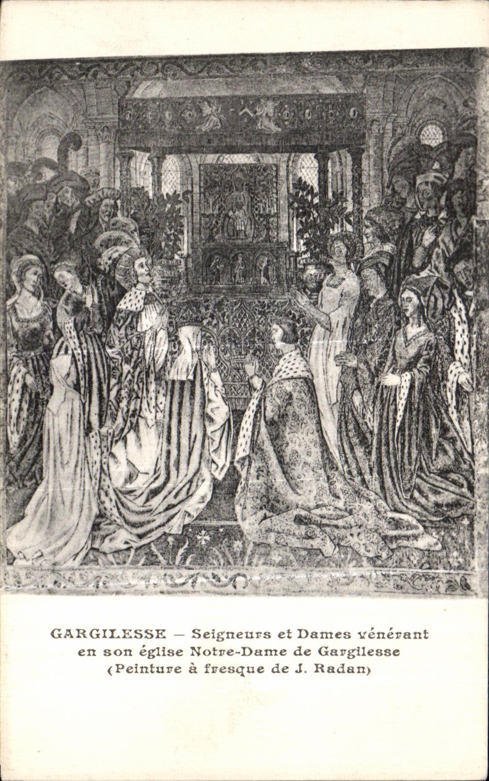 Senores y damas Venerating de CPA Gargilesse en su iglesia Notre Dame de Gargilesse Radan