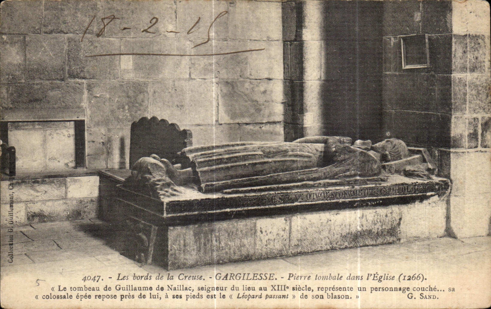 Bordes de CPA Gargilesse de la piedra hueco de la tumba en iglesia