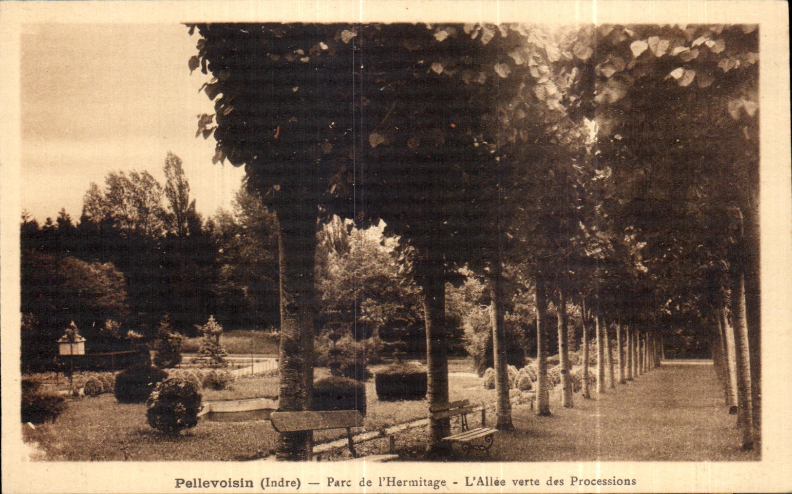 CPA Pellevoisin Allee evita el verde de la ermita de las procesiones