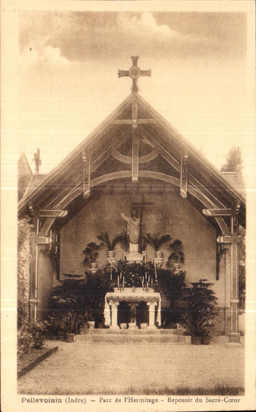 CPA Pellevoisin nuestro parque de lugar de reclinacion de la ermita de I del corazon de la consagracion