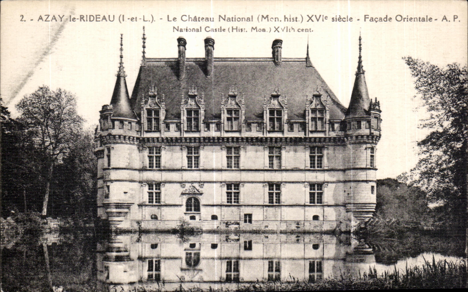 Castillo del este del nacional del ataque frontal de CPA Azay Rideau Le National Castle
