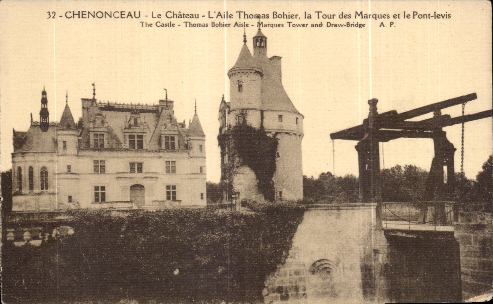 CPA Chenonceaux Le Castle Wing Bohier Torahs la torre de las marcas y de los levis del puente