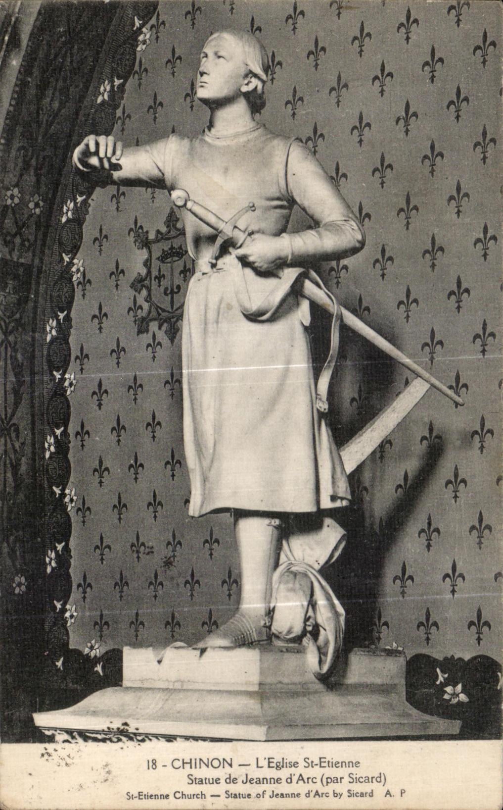 CPA Chinon Church St Etienne Sratue of Jeanne Arc