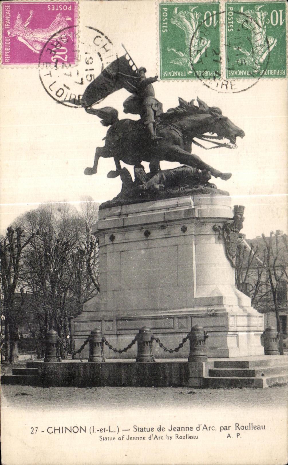 CPA Chinon Statue of Jeanne Arc by Roller Horse Horse