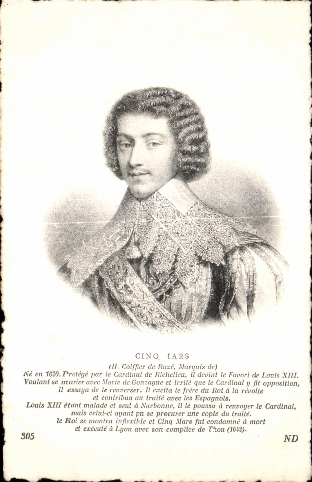 CPA Cinq Mars Marquis Coiffier de Ruze Protege par le Cardinal de Richeliu it devint le favori
