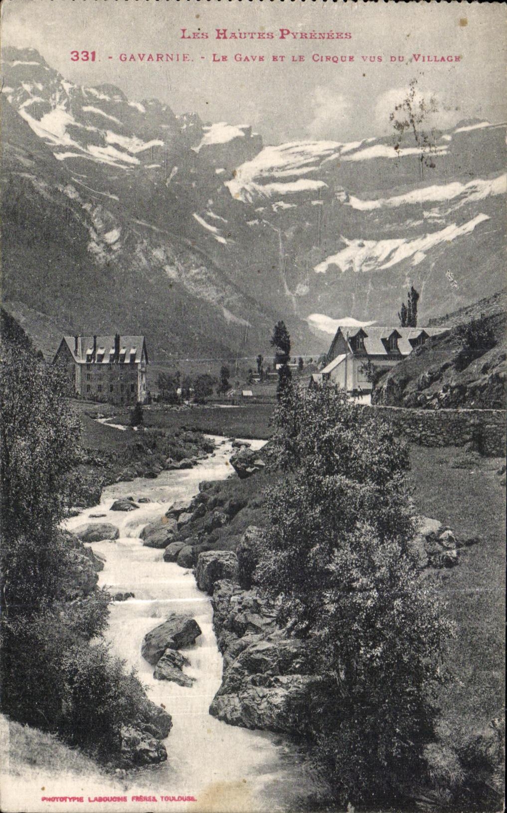 CPA Gavarnie High Pyrenees Le Gave And the circus seen of the village