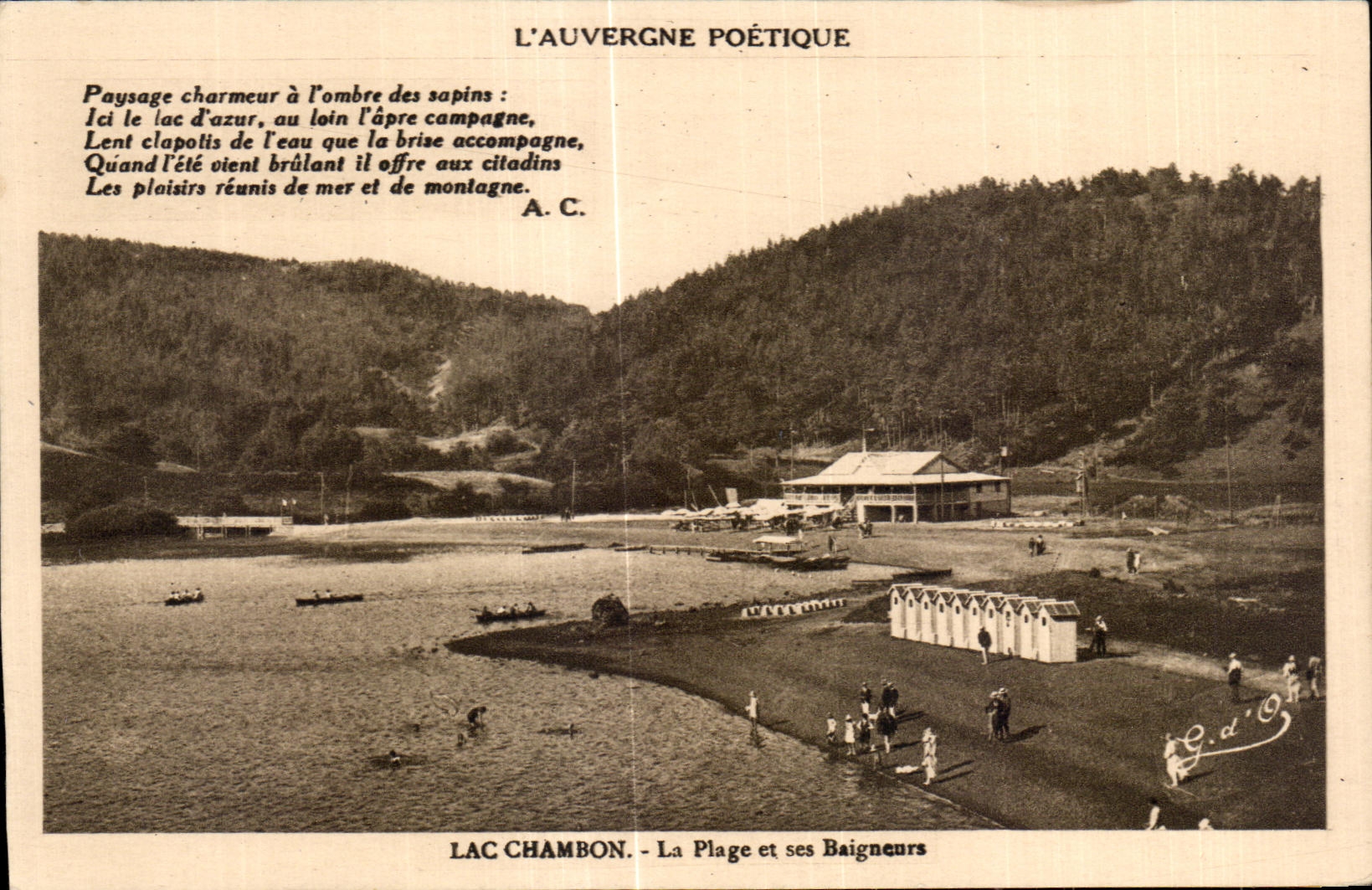 CPA Auvergne Poetic Lake Chambon the Beach and its Bathers