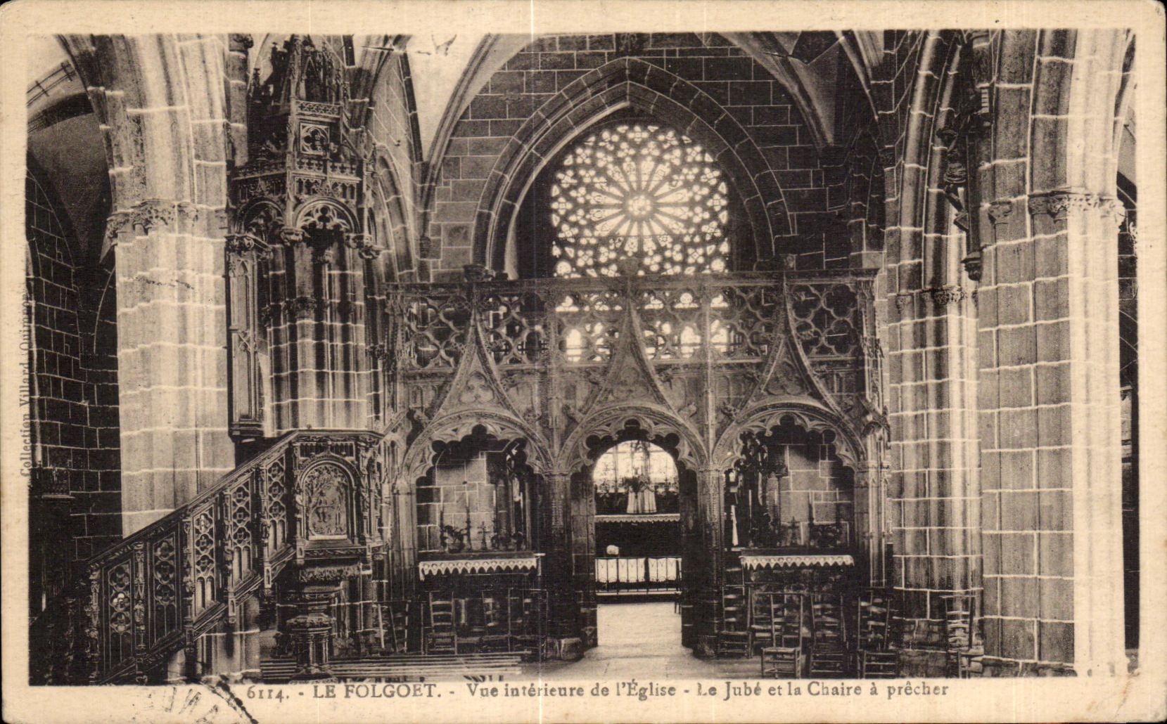 CPA Le Folgoet Vue interieure de I Eglise Le Jubs et la Chaire a precher