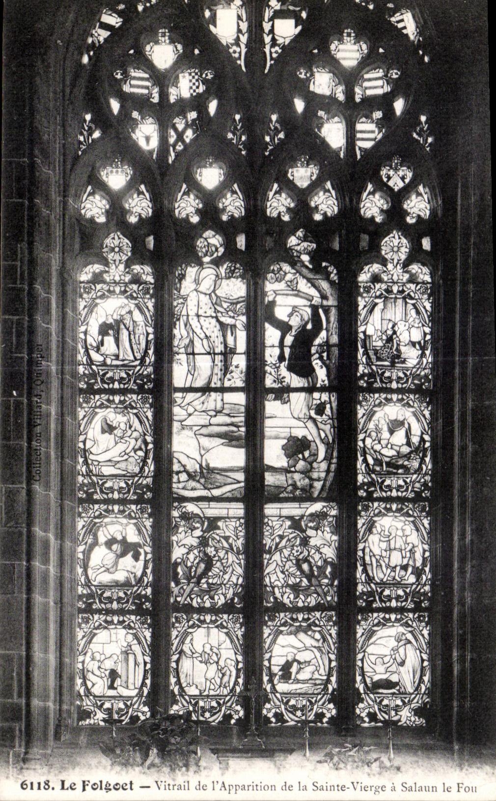 CPA Le Folgoet Vitrail de I Apparition de la Sainte Vierge a Salaun le Fou