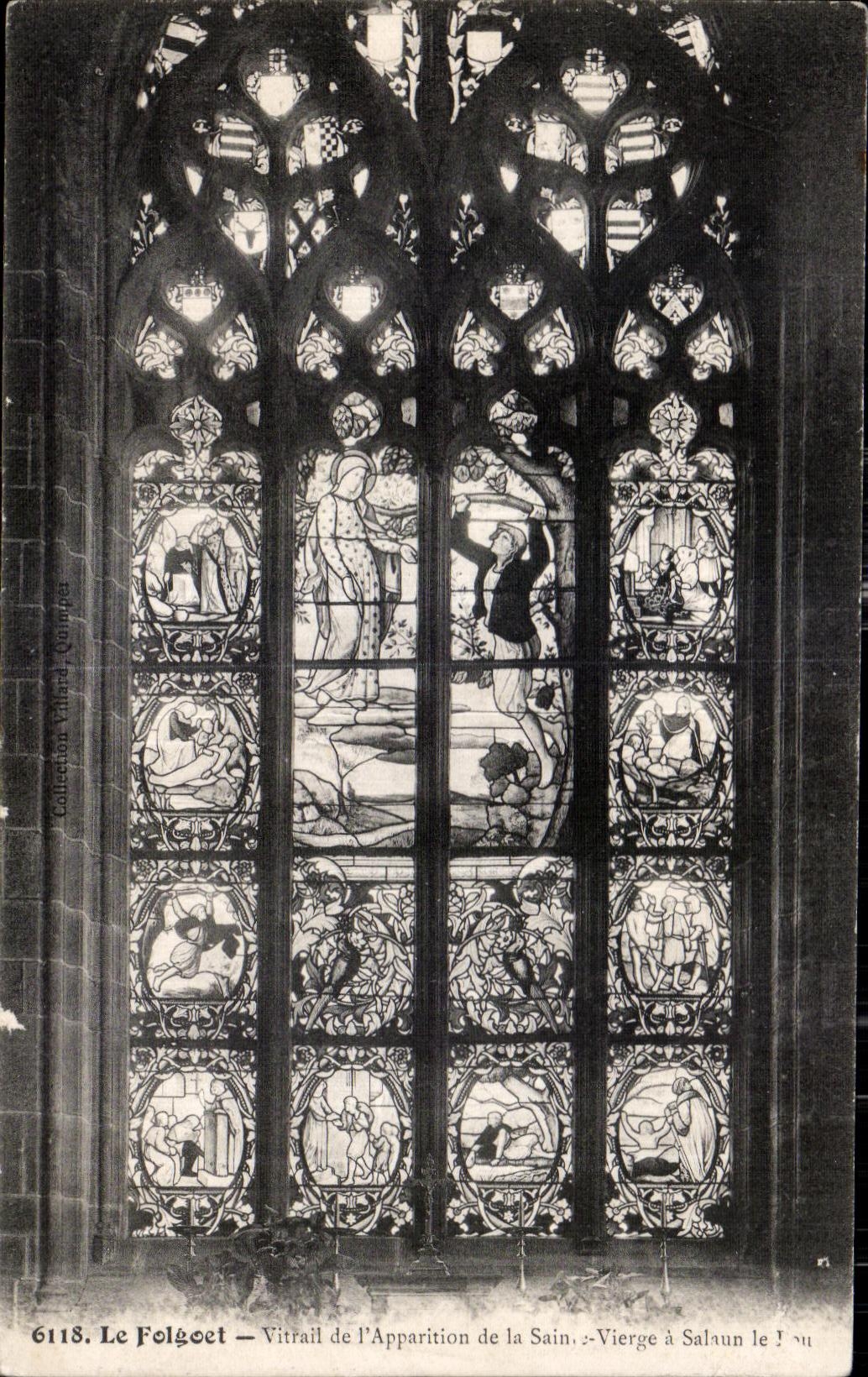 CPA Le Folgoet Vitrail de I Apparition de la Sainte Vierge a Salaun Le Fou