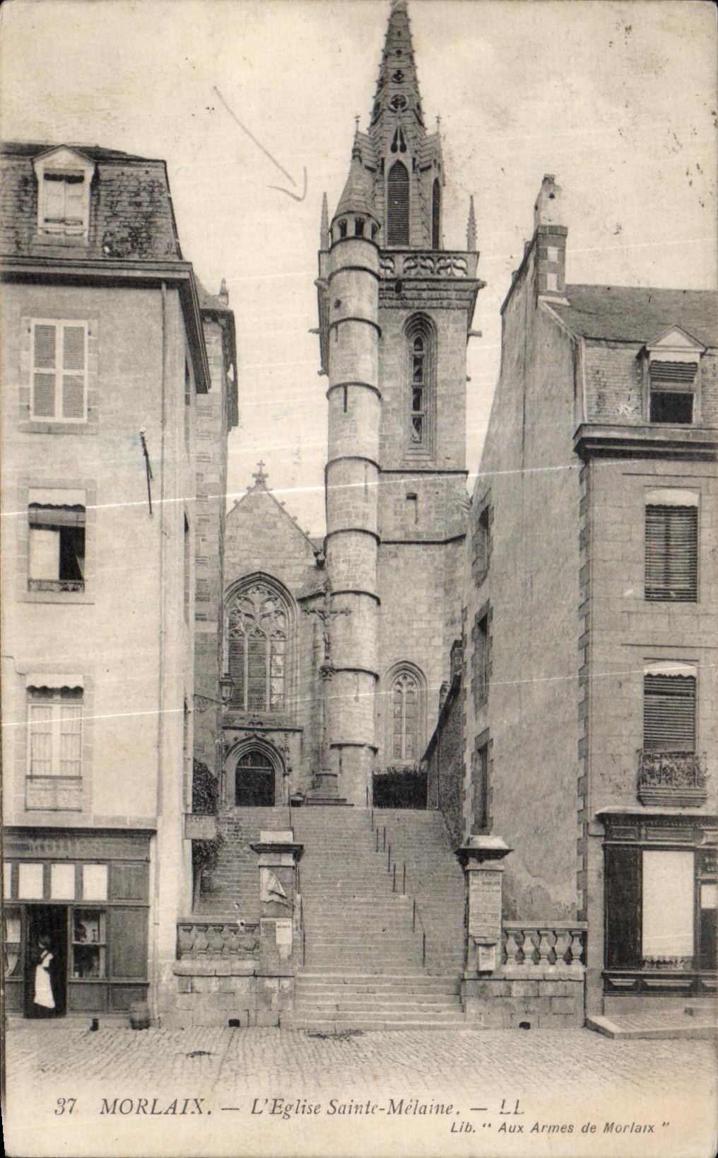CPA Morlaix L Eglise Saint Melaine