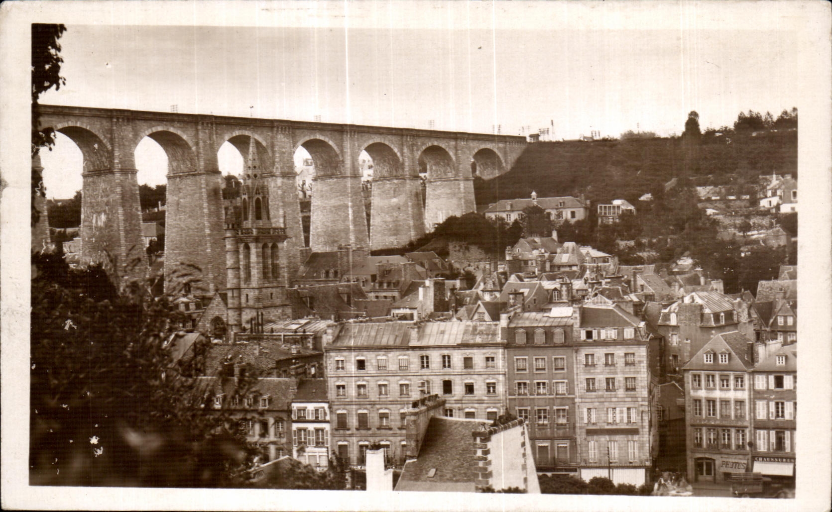 CPA Morlaix Le Viaduc et vue sur la Ville
