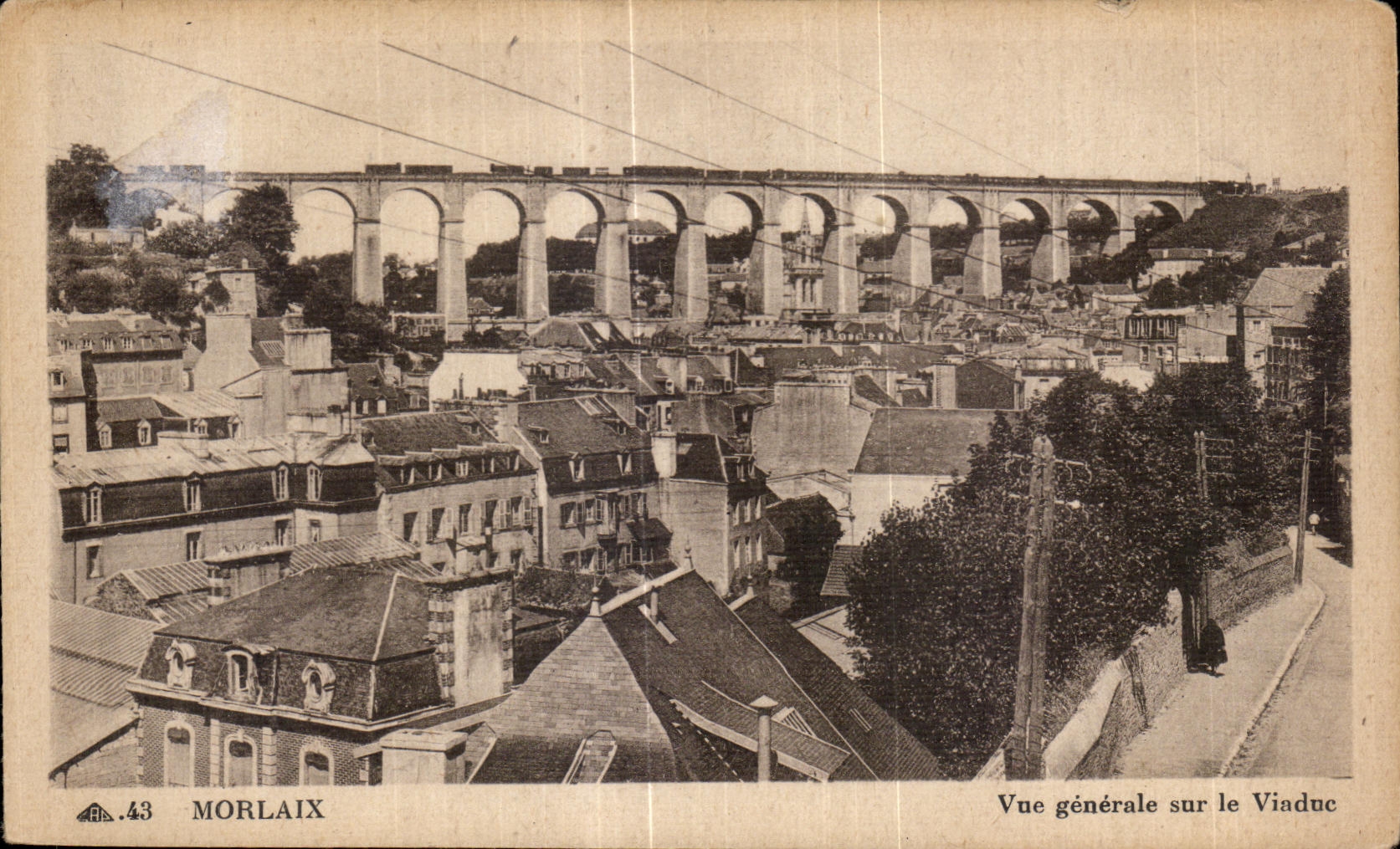 CPA Morlaix Vue generale sur le Viaduc