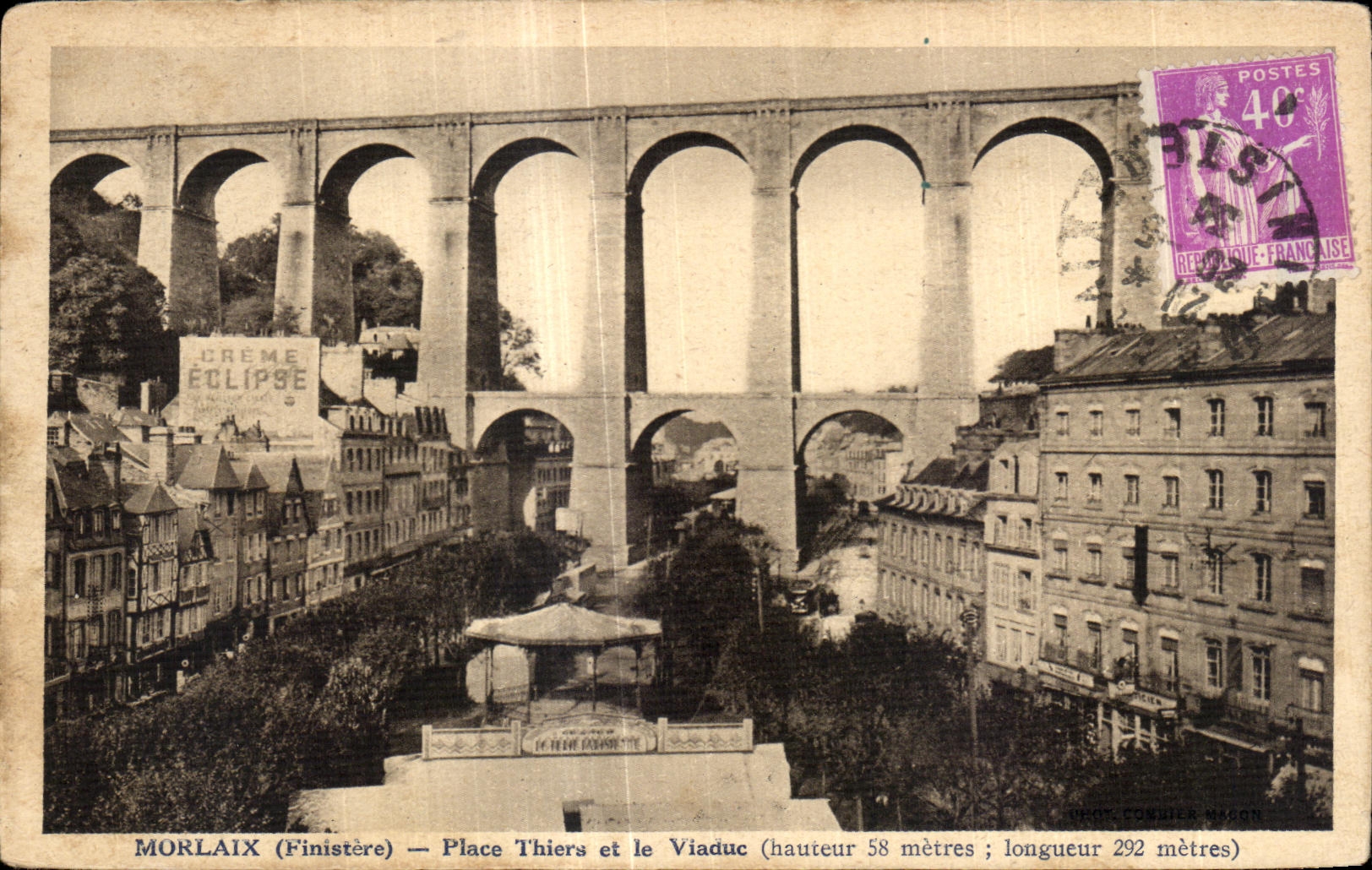 CPA Morlaix Place Thiers et le Viaduc