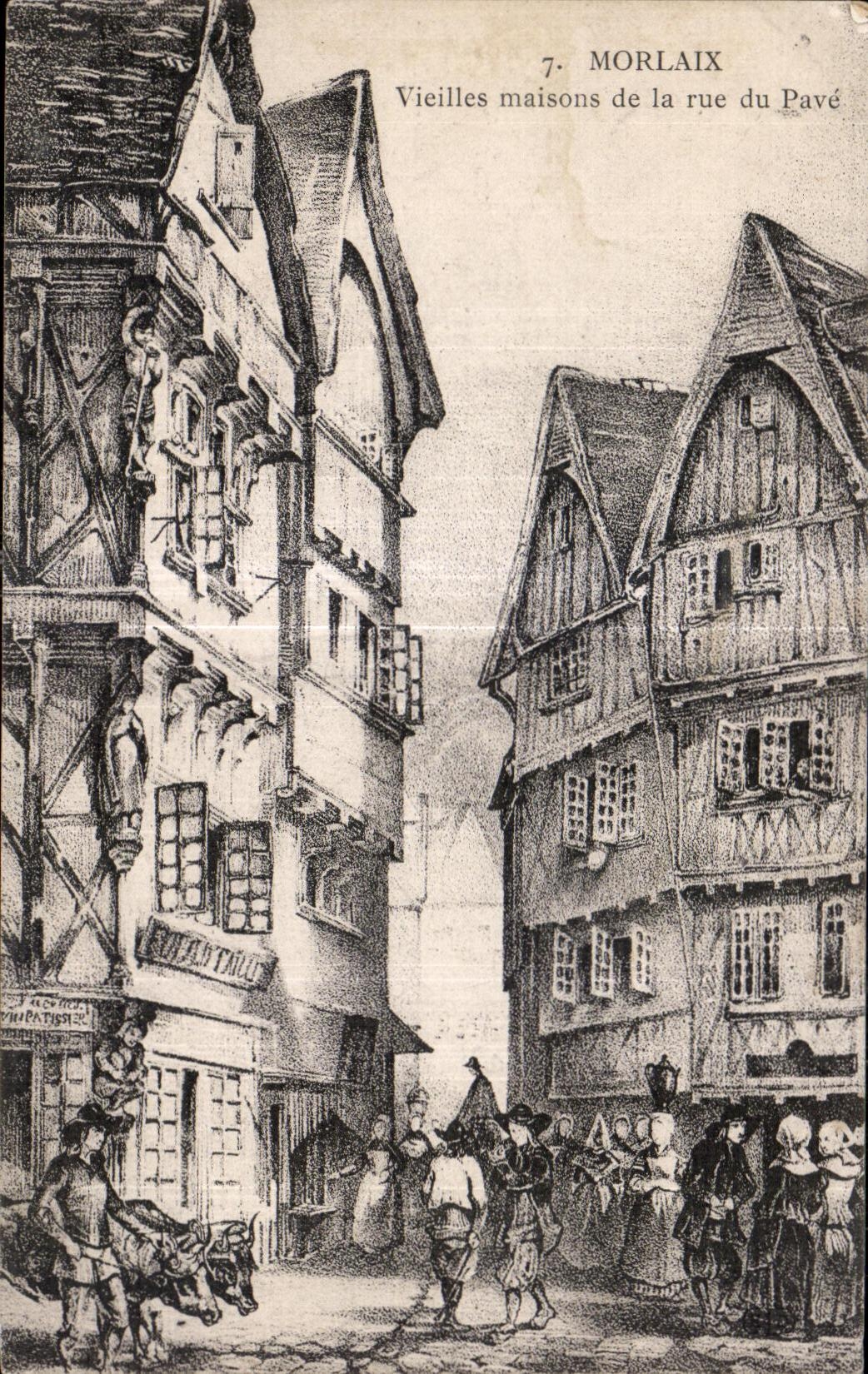 CPA Morlaix Vielles Maisons de la rue Pave
