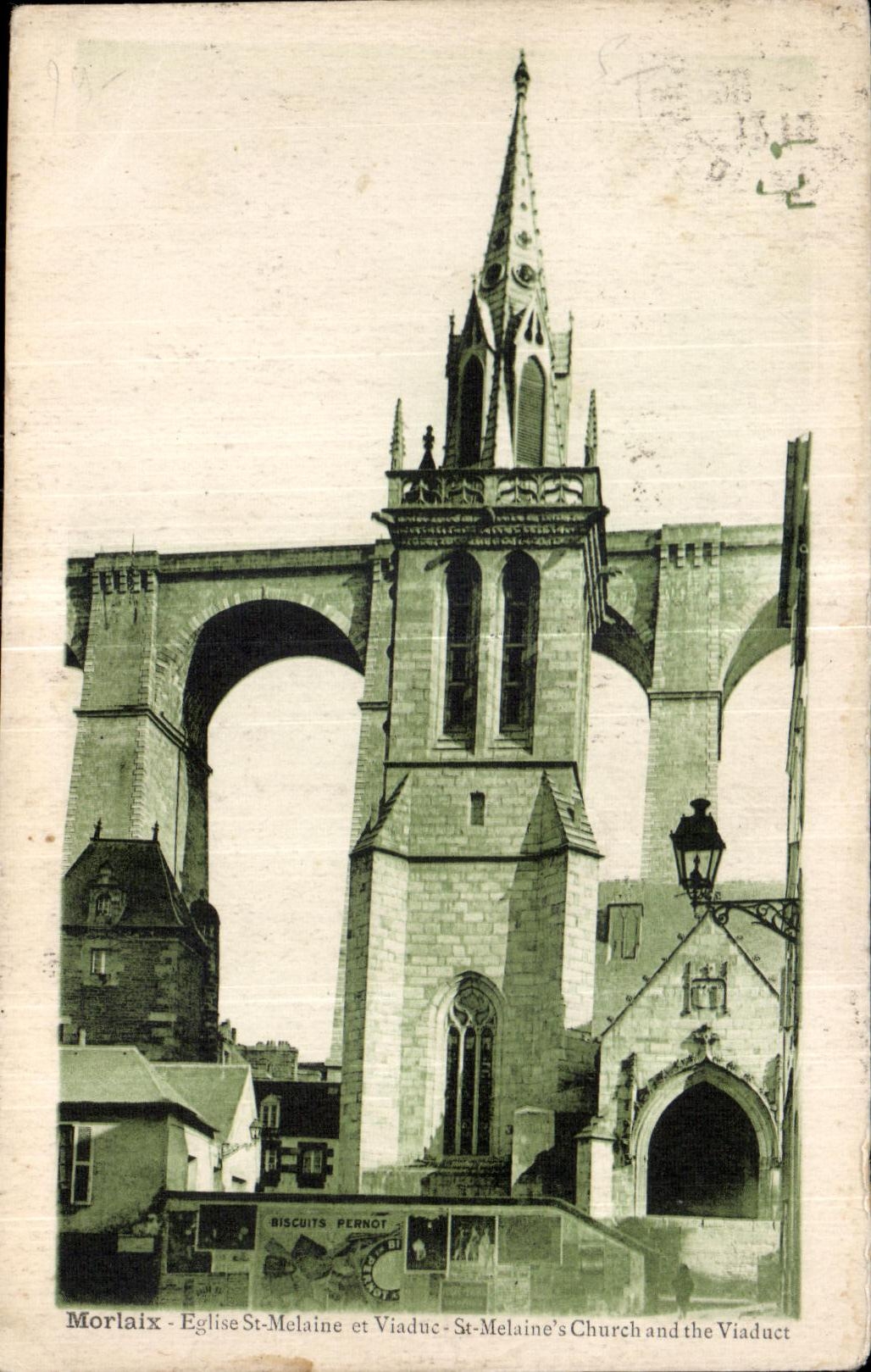CPA Morlaix Eglise St Malaine et Viaduc 
