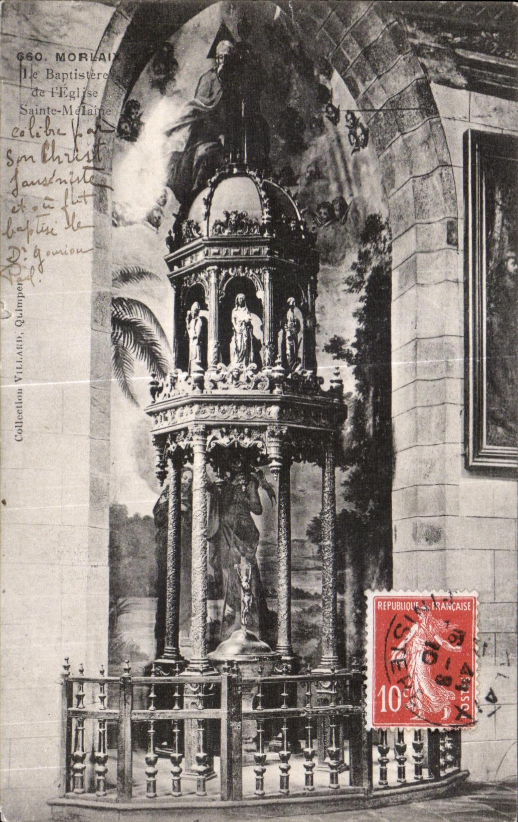CPA Morlaix Le Baptistere de l Eglise Saint Melaine