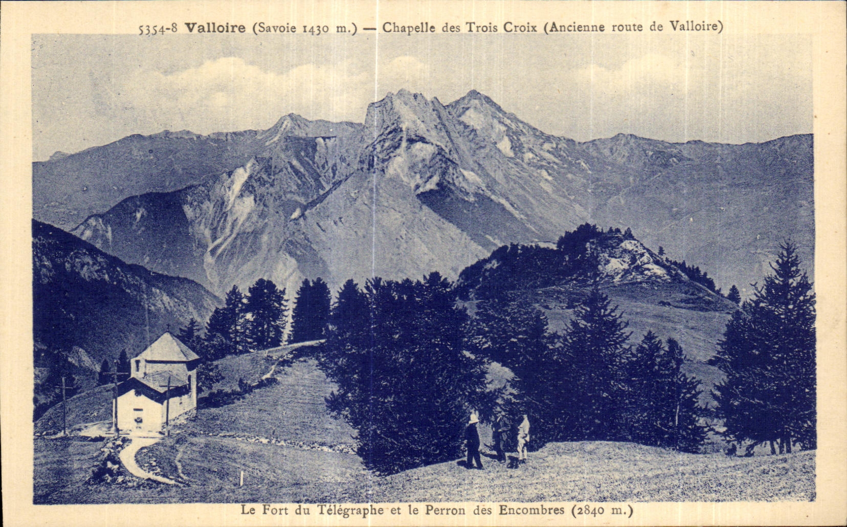 CPA Valloire (Savoy) Vault of the Three Crosses (Ancieene road of Valloire) Fort of the Telegraph and the Perron of Encomb