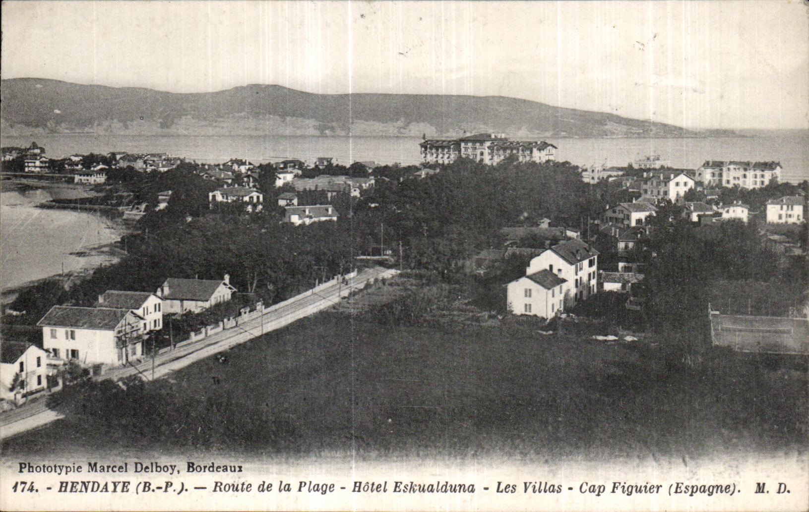 CPA Hendaye Road of the Beach Hotel eskualduna the Villas Cape Figuter