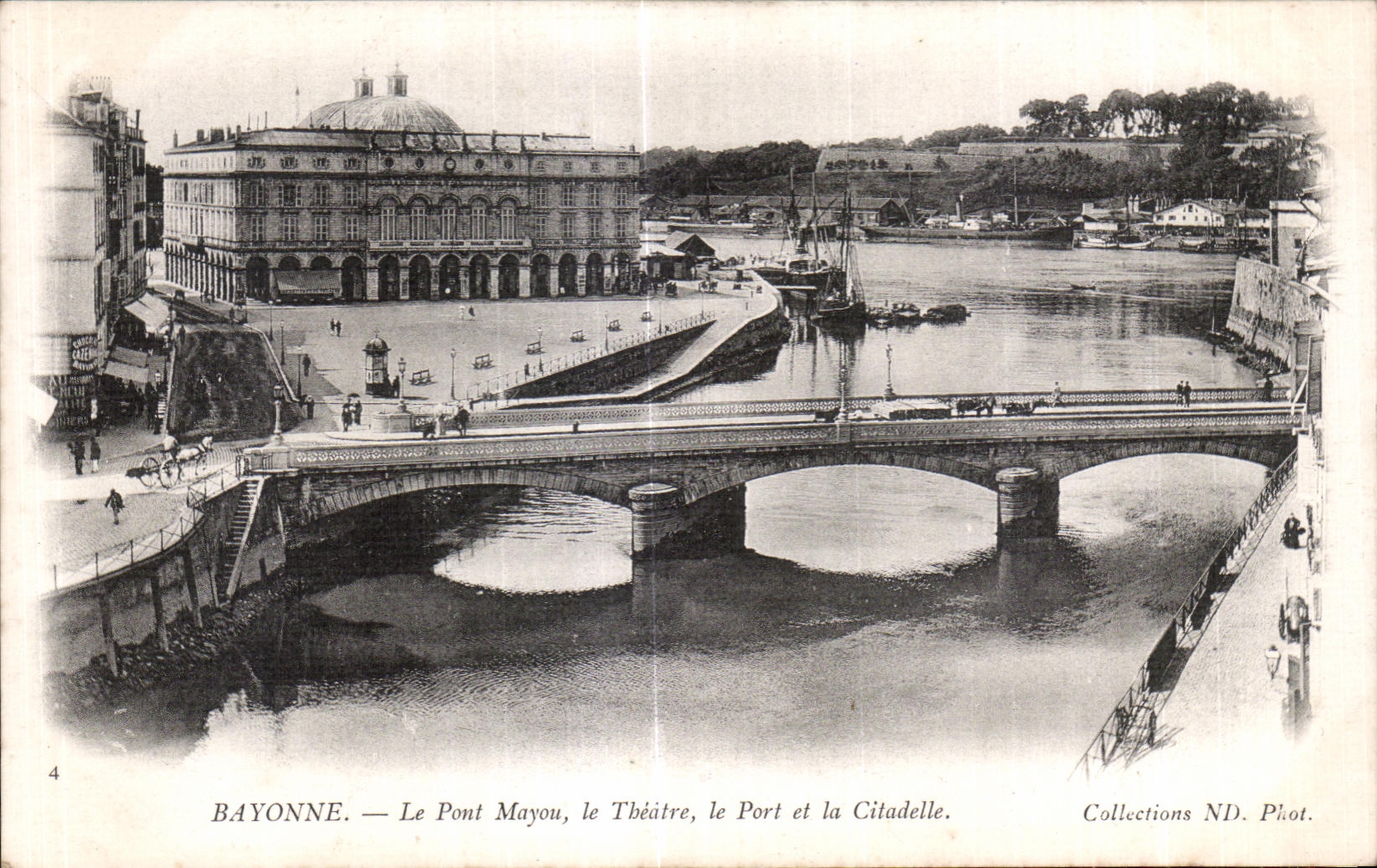 CPA Bayonne Le Pont Mayou Le THeatre le Port et la Citadelle