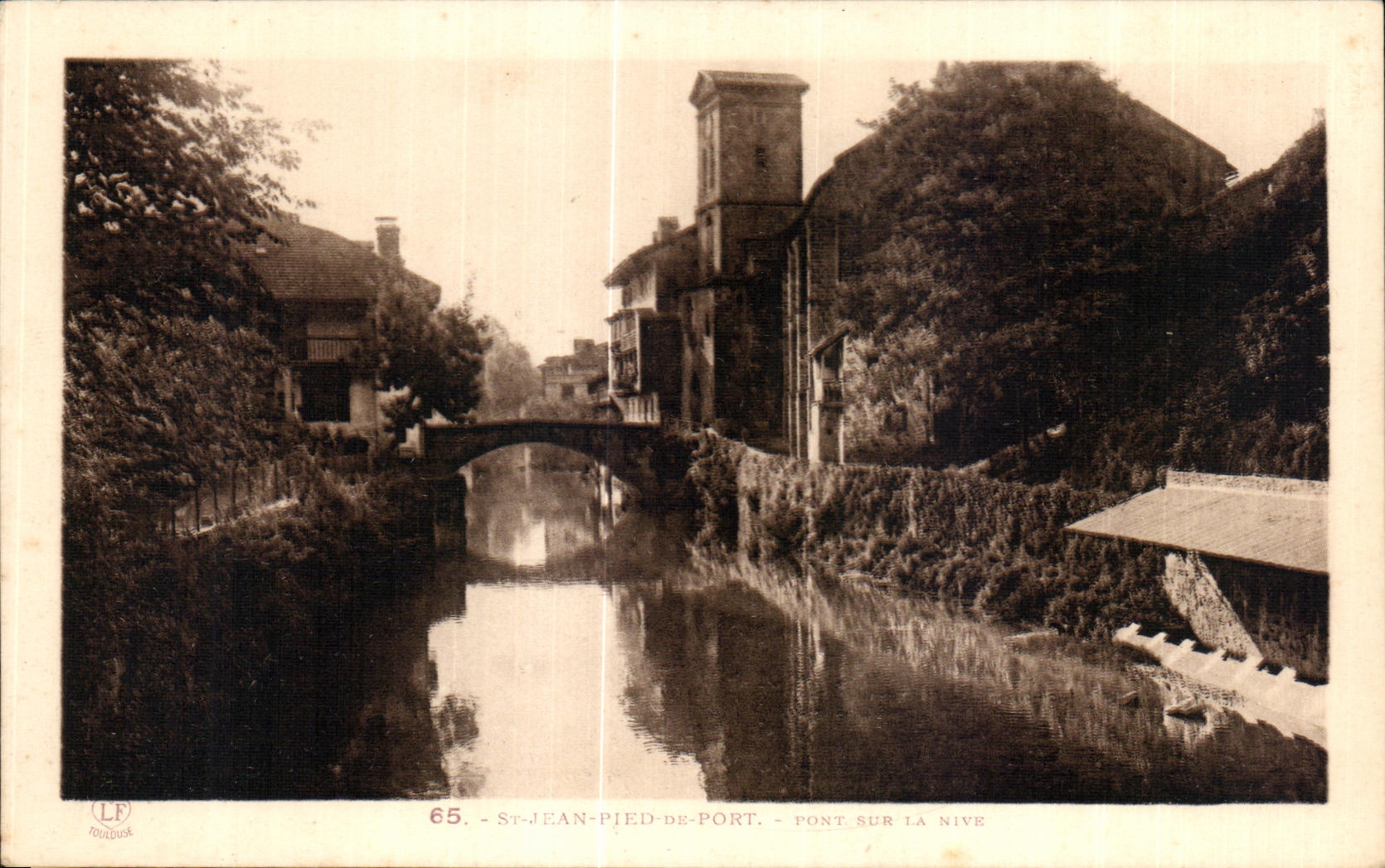 CPA St Jean Foot of port Bridge on Nive