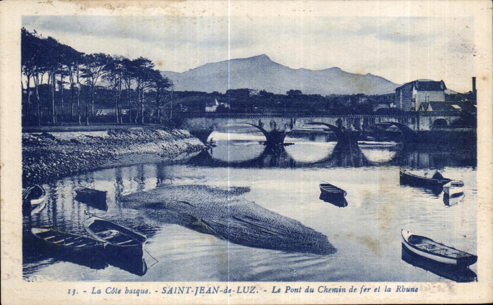 CPA La Cote basque Saint Jean de Luz Le Pont du Chemin de fer et la Rhune