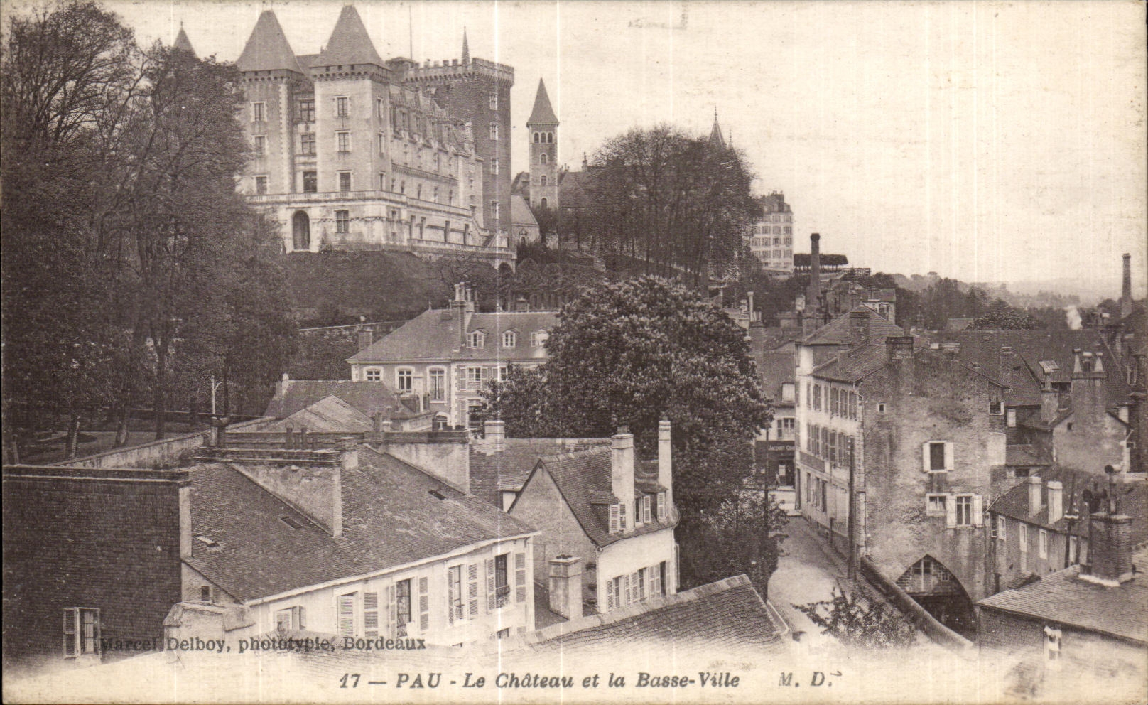 CPA Pau the Castle and the Low city