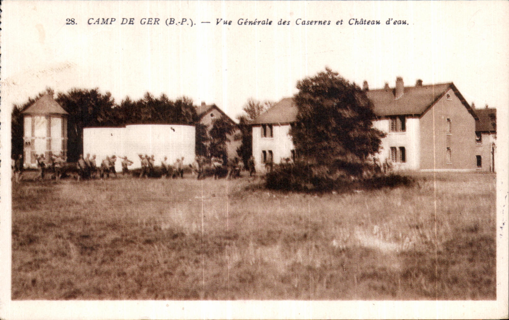 CPA Camp De Ger View of the Barracks and Castle water Militaria