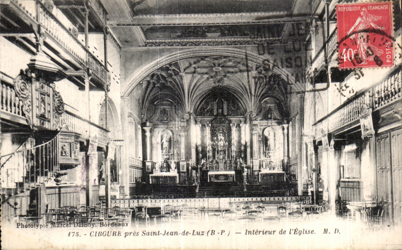 CPA Ciboure close Saint Jean de Luz Interior of I Church