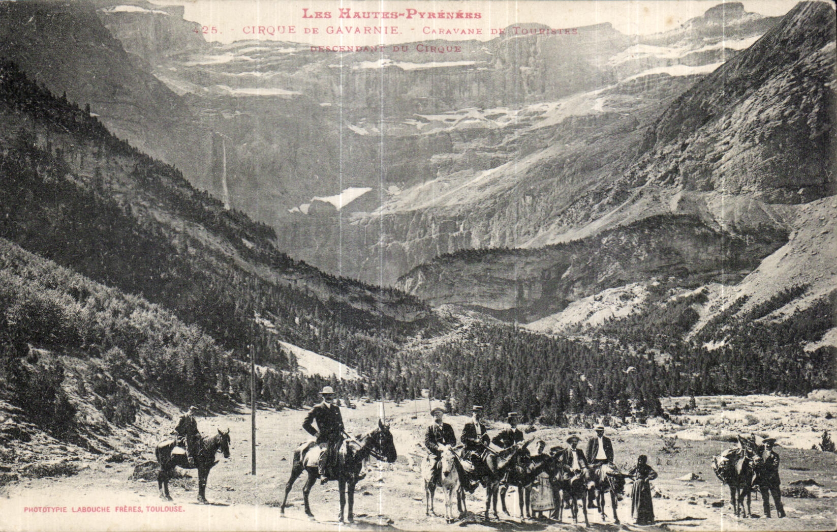CPA Cirque de Gavarnie Caravane de tourisme Descente du cirque Ane Donkey