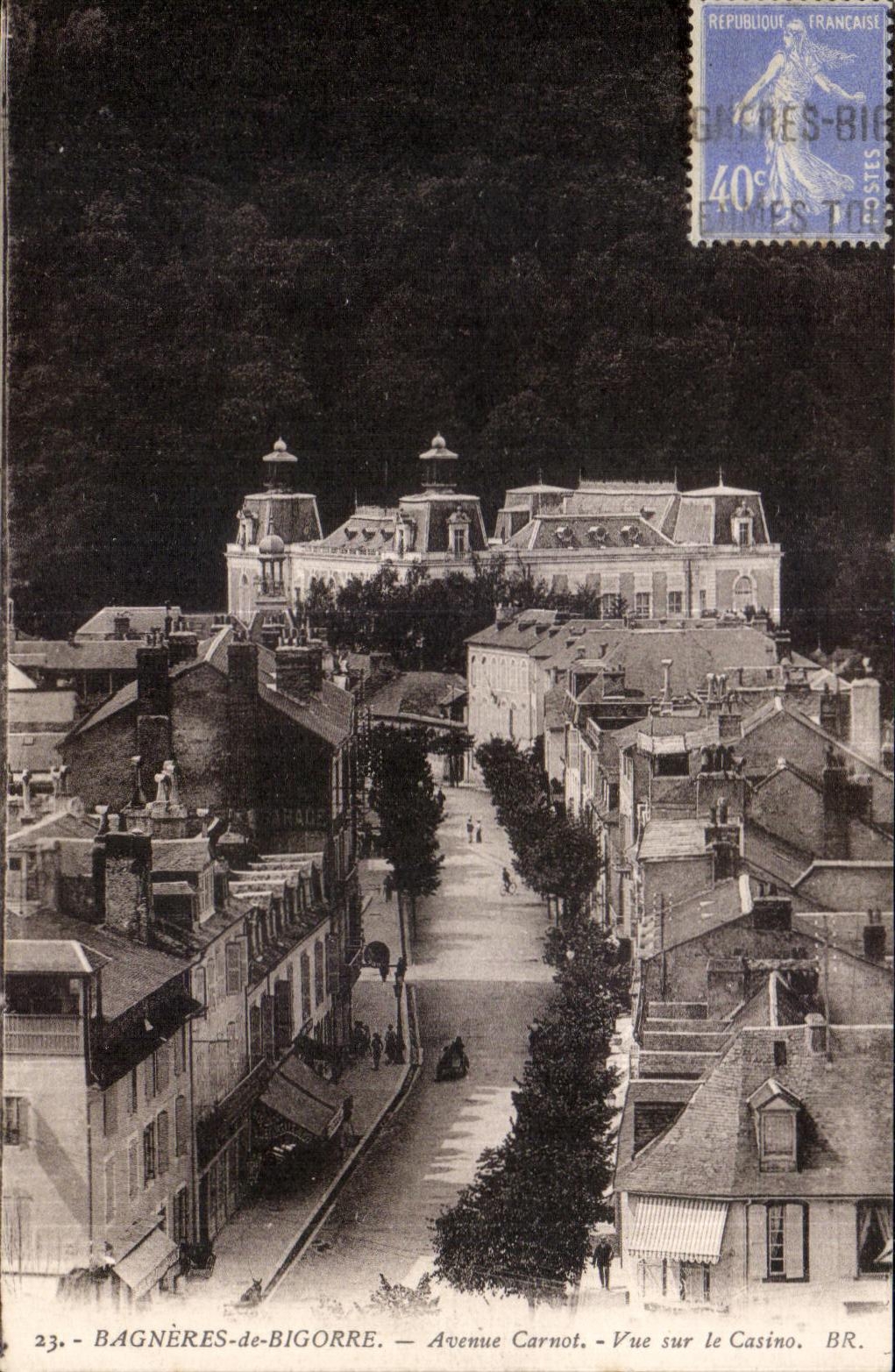 CPA Bagneres de Bigorre Carnot Avenue Seen on the Casino