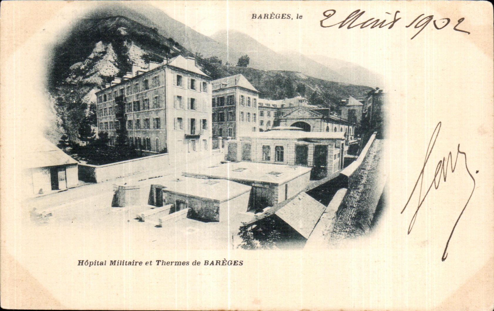 CPA Bareges Military hospital and Thermes of Bareges Militaria
