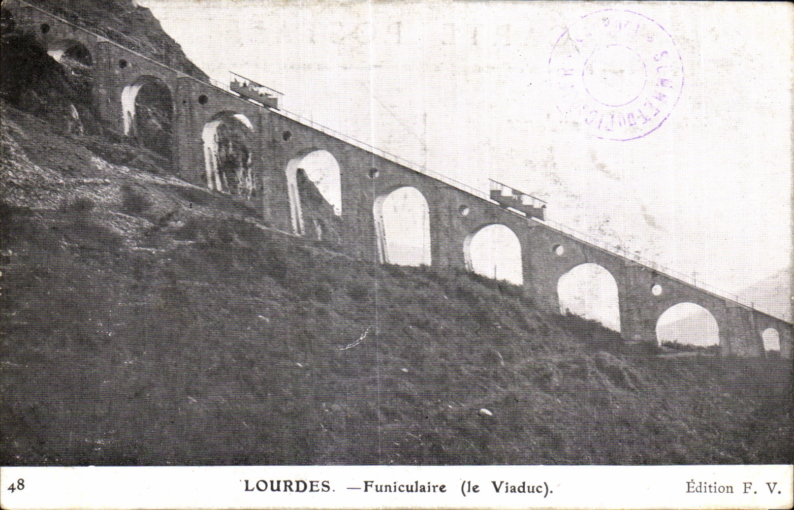 CPA Lourdes Funiculaire (le Viaduc)
