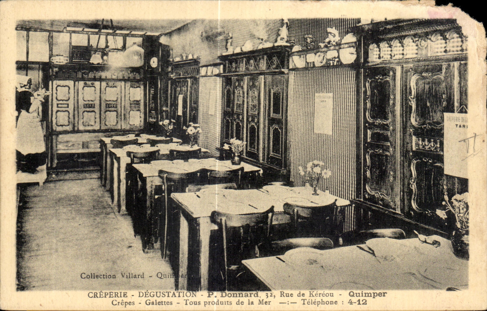 CPA Creperie Degustation Donarrd Rue de Kereou Quimper Crepes Galettes Tous produits de la Mer