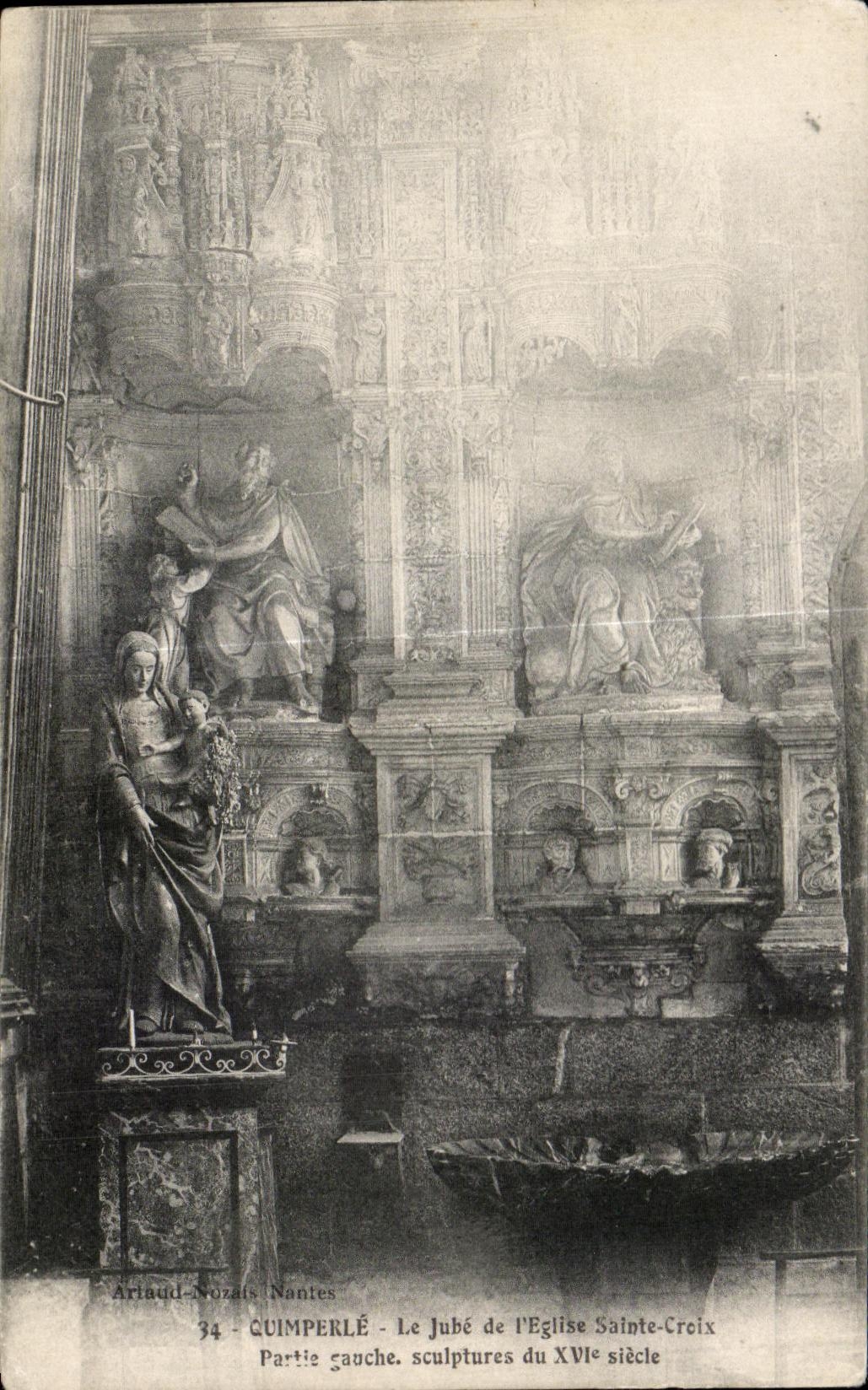 CPA Quimperle Jube of I Church Sainte Cross Left Sauche sculptures the XVI century