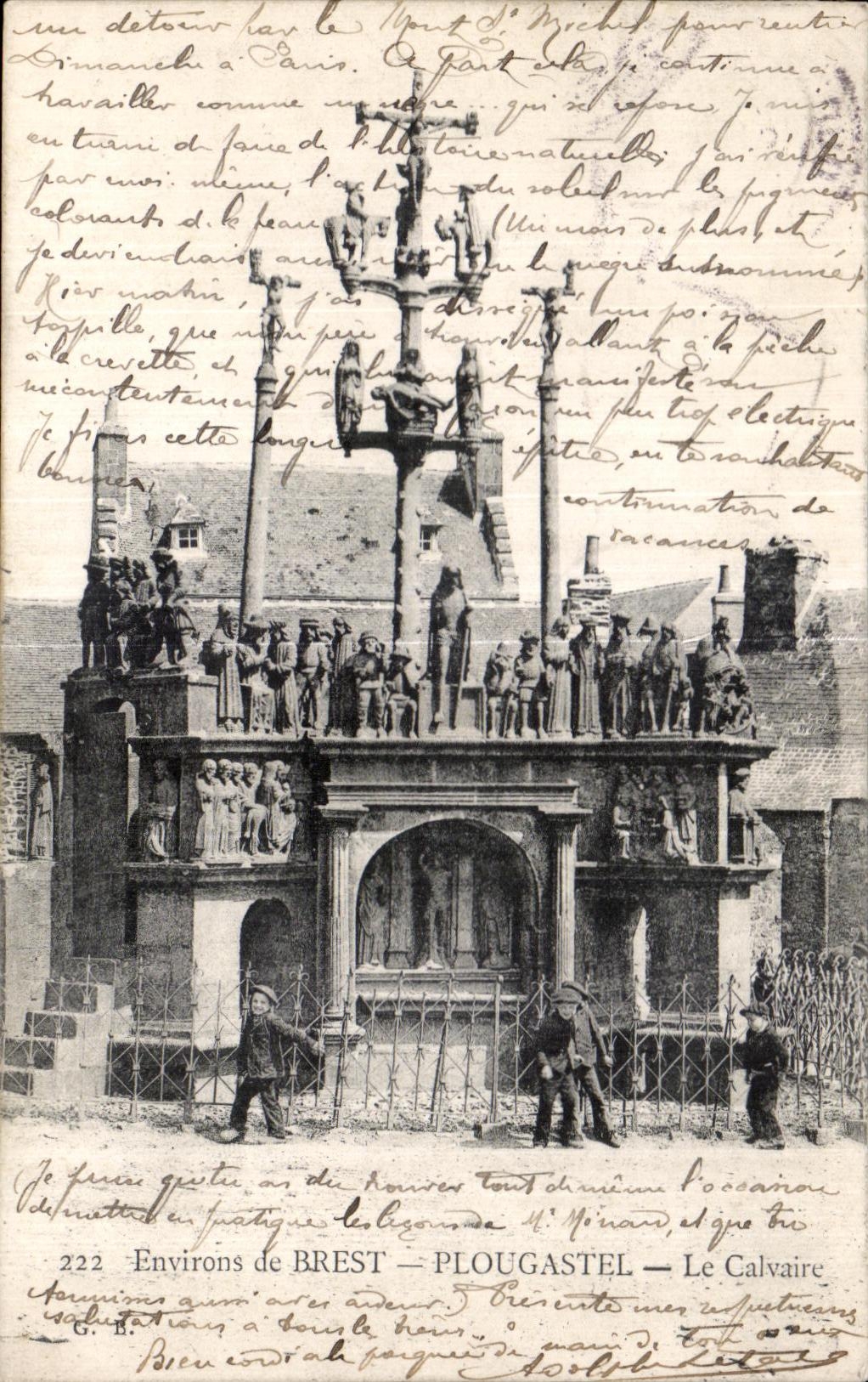 CPA Environs de Brest Plougastel Le Calvaire Enfants