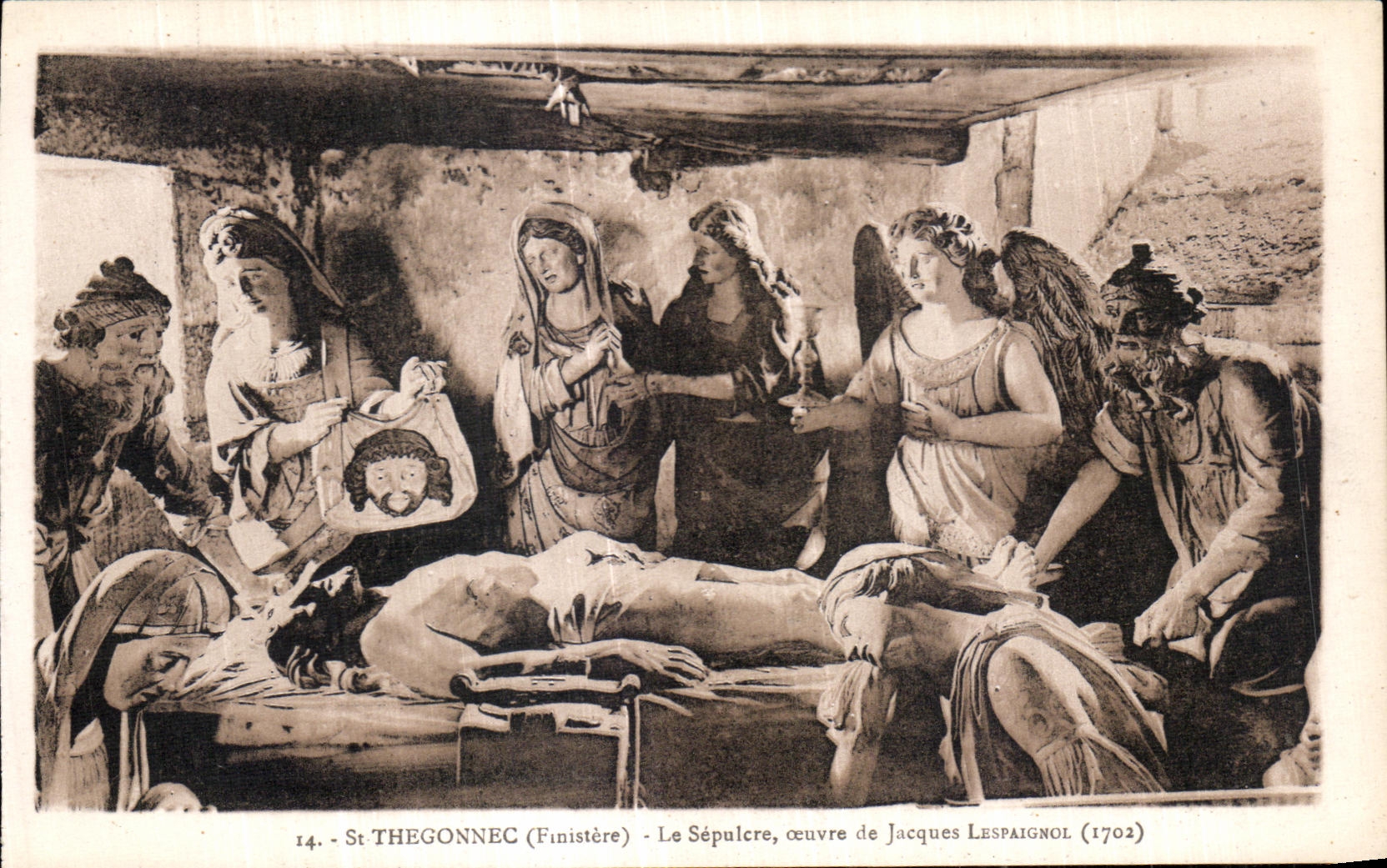CPA St Thegonnec (Finistere) Le Sepulcre ocuvre de Jacques Lespaignol